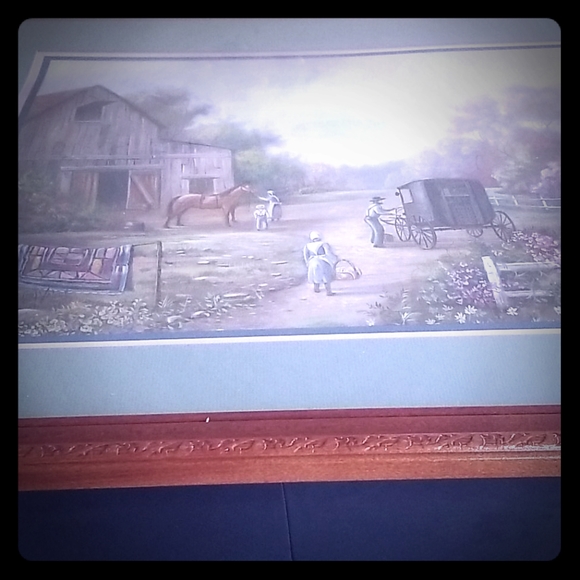Vtg Armish Farm Painting - Picture 1 of 7